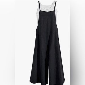 Black Linen Overalls
